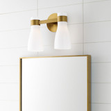 Visual Comfort Studio AEV1002BBSMG Moritz Modern Burnished Brass with Milk White Glass 2-Light Lighting For Bathroom