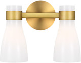 Visual Comfort Studio AEV1002BBSMG Moritz Modern Burnished Brass with Milk White Glass 2-Light Lighting For Bathroom