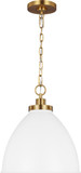 Visual Comfort Studio CP1291MWTBBS Wellfleet Modern Matte White and Burnished Brass 15.5" Pendant Hanging Light