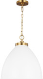 Visual Comfort Studio CP1301MWTBBS Wellfleet Contemporary Matte White and Burnished Brass 17.5" Hanging Light