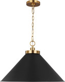 Visual Comfort Studio CP1311MBKBBS Wellfleet Contemporary Midnight Black and Burnished Brass 23.5" Pendant Light