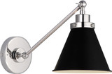 Visual Comfort Studio CW1121MBKPN Wellfleet Modern Midnight Black and Polished Nickel Swing Arm Wall Lamp