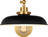 Visual Comfort Studio CW1141MBKBBS Wellfleet Modern Midnight Black and Burnished Brass Light Sconce