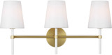 Visual Comfort Studio KSV1013BBSGW Monroe Modern Burnished Brass 3-Light Vanity Light