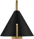 Visual Comfort Studio KW1131MBKBBS-L1 Cambre Contemporary Midnight Black and Burnished Brass LED Lighting Sconce
