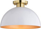 Vaxcel C0305 Devon Modern Glossy White and Satin Brass Flush Mount Lighting