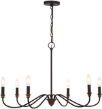 Vaxcel H0265 Annabelle Contemporary Matte Black and Brushed Walnut Chandelier Lighting