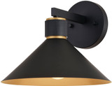 Vaxcel T0681 Dunbar Modern Matte Black and Gold 10" Outdoor Wall Lighting Fixture