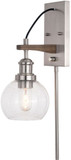 Vaxcel W0373 Avondale Contemporary Satin Nickel and Dark Sycamore Wall Lamp