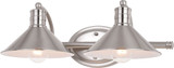 Vaxcel W0376 Akron Contemporary Satin Nickel and Matte White 2-Light Bathroom Wall Sconce