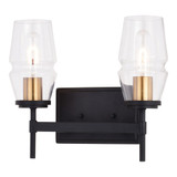 Vaxcel W0392 Warren Matte Black and Brushed Brass 2-Light Bath Lighting