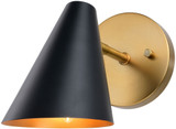 Vaxcel W0438 Pryce Matte Black and Satin Brass Light Sconce