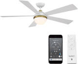 WAC Lighting F-053L-SB/MW Eclipse Contemporary Soft Brass Matte White LED Interior / Exterior 54" Ceiling Fan