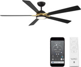 WAC Lighting F-099L-MB/SB Rotary Contemporary Matte Black Soft Brass LED 65" Home Ceiling Fan
