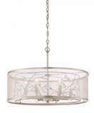 Zeev Lighting CD10201/6/BNS Vine Modern Burnished Silver Drum Pendant Hanging Light