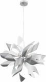Zeev Lighting CD10262/9/S+MW Bloom Contemporary Silver w/ Matte White 24" Pendant Lighting