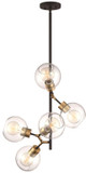 Zeev Lighting P30076/5/PB+MBK Pierre Modern Polished Brass / Matte Black Mini Chandelier Light