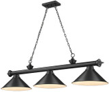 Z-Lite 2306-3MB-MB15 Cordon Matte Black Island Lighting