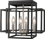 Z-Lite 454F-BK-BN Titania Modern Black + Brushed Nickel Overhead Lighting Fixture