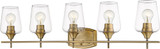 Z-Lite 473-5V-OBR Joliet Olde Brass 5-Light Bathroom Wall Light Fixture