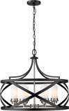 Z-Lite 481P24-MB-BN Malcalester Contemporary Matte Black / Brushed Nickel 24" Drop Ceiling Light Fixture