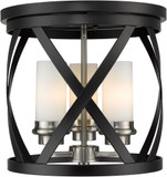 Z-Lite 481F13-MB-BN Malcalester Modern Matte Black / Brushed Nickel Flush Mount Light Fixture
