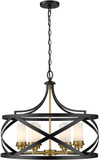 Z-Lite 481P24-MB-OBR Malcalester Modern Matte Black / Olde Brass 24" Drop Lighting Fixture