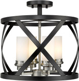 Z-Lite 481SF15-MB-BN Malcalester Modern Matte Black / Brushed Nickel Overhead Lighting Fixture