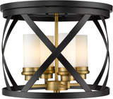 Z-Lite 481F16-MB-OBR Malcalester Contemporary Matte Black / Olde Brass 16" Flush Mount Ceiling Light Fixture