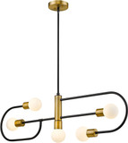 Z-Lite 621-5L-MB-FB Neutra Contemporary Matte Black / Foundry Brass Kitchen Island Light