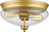Z-Lite 722F2-SG Amon Modern Satin Gold Flush Mount Ceiling Light Fixture