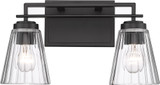 Z-Lite 823-2V-MB Lyna Contemporary Matte Black 2-Light Bathroom Lighting Sconce