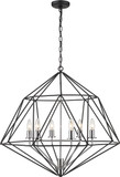 Z-Lite 918-30MB-CH Geo Modern Matte Black and Chrome Ceiling Chandelier