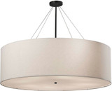 Justice Design FAB-9597-WHTE-MBLK Textile Classic Matte Black 48" Drum Pendant Light