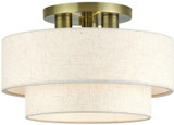 Livex 41944-01 Manorwood Contemporary Antique Brass 15" Flush Mount Lighting