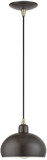 Livex 51513-92 Domma Contemporary English Bronze with Antique Brass Mini Drop Ceiling Light Fixture