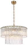 Elegant Lighting 1015D24SG-03GL Georgina Modern Satin Gold 24" Drum Pendant Light