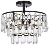 Elegant Lighting 1103F14BK Mila Contemporary Crystal Black 14" Ceiling Lighting Fixture