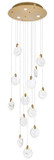 Elegant Lighting 1012D24SG-01CR Avery Modern Crystal Satin Gold LED Multi Hanging Pendant Lighting