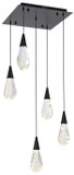 Elegant Lighting 1013S16BK-02CR Amora Contemporary Crystal Black LED Multi Lighting Pendant