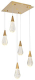 Elegant Lighting 1013S16SG-02CR Amora Modern Crystal Satin Gold LED Multi Drop Lighting