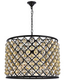 Elegant Lighting 1206D27MB-GT/RC Madison Contemporary Crystal Matte Black 27.5" Drum Pendant Hanging Light