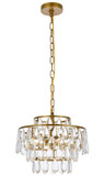 Elegant Lighting 1102D14BR Mila Contemporary Crystal Brass 14" Hanging Pendant Light