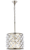 Elegant Lighting 1204D14PN/RC Madison Contemporary Crystal Polished Nickel 14" Drum Pendant Light