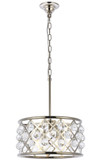 Elegant Lighting 1213D16PN/RC Madison Contemporary Crystal Polished Nickel 16" Drum Drop Ceiling Light Fixture