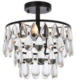 Elegant Lighting 1103F12BK Mila Modern Crystal Black 12" Ceiling Light Fixture