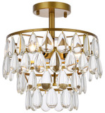 Elegant Lighting 1103F12BR Mila Contemporary Crystal Brass 12" Flush Lighting
