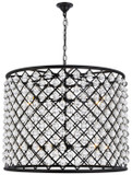 Elegant Lighting 1204D35MB/RC Madison Contemporary Crystal Matte Black 35.5" Drum Lighting Pendant