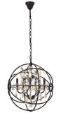 Elegant Lighting 1130D20DB-GT/RC Geneva Crystal Dark Bronze 20" Mini Chandelier Light
