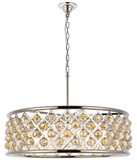 Elegant Lighting 1214D32PN-GT/RC Madison Modern Crystal Polished Nickel 32" Drum Drop Lighting Fixture